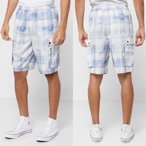 NEW Topman Checked Oversized Shorts Blue White Size 36 Mens Topshop Cargo Beach